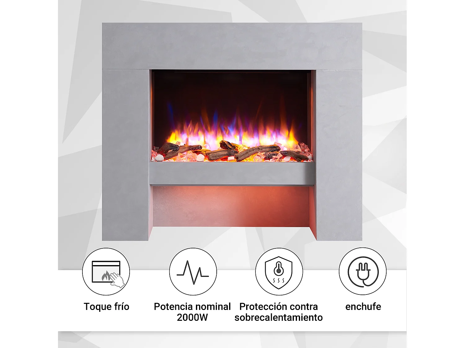 Lareira elétrica BALDERIA Naran - Lareira de chão - cinzento betão