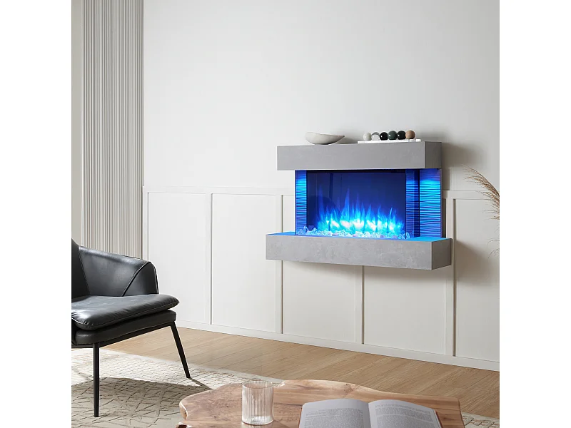 Lareira elétrica BALDERIA Aidan - Lareira de parede, 2000 W - Aspecto betão