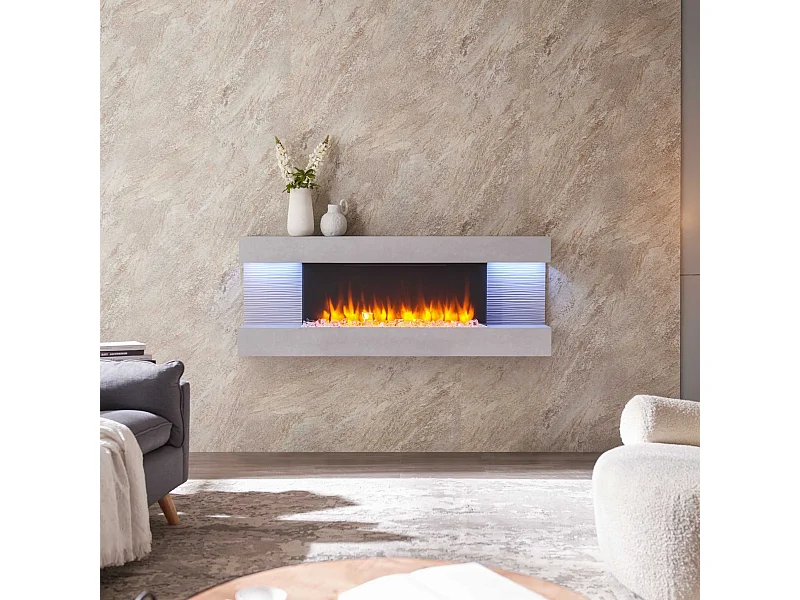 Lareira elétrica BALDERIA Hestia - Lareira de chão, 2000 W - Aspecto betão