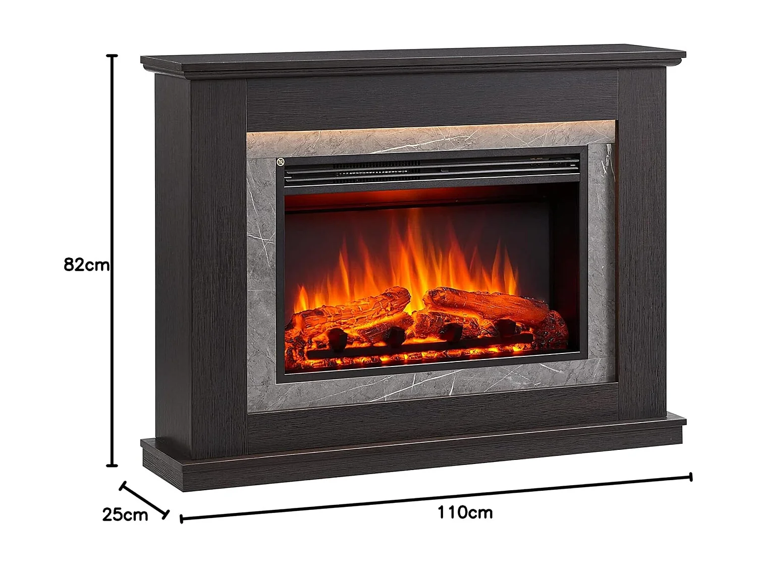 Cheminée électrique BALDERIA Alexios - Cheminée sur pied avec chauffage -  Chêne foncé