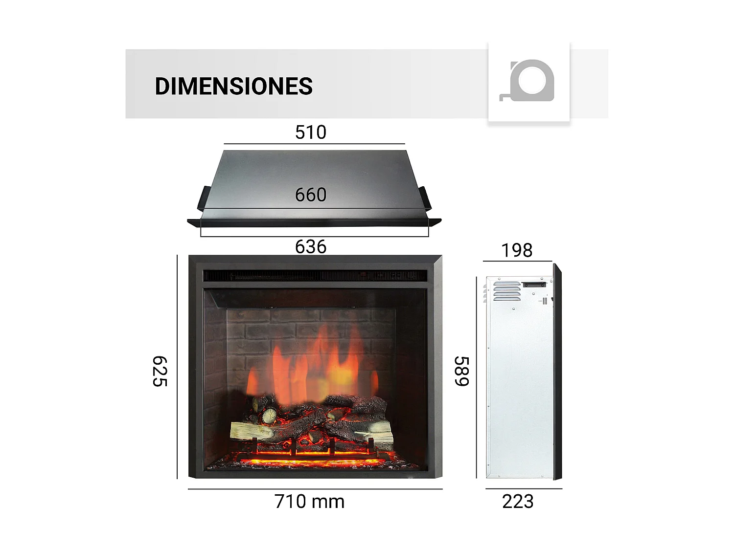 Cheminée électrique BALDERIA Calida 23 - Cheminée encastrable - Noir