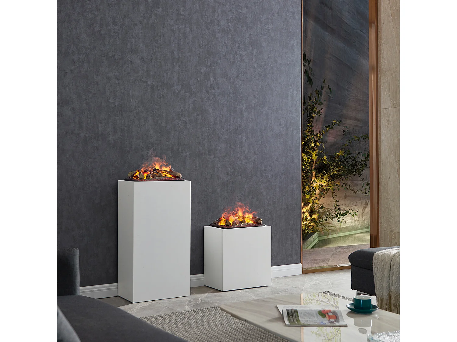 Cheminée électrique BALDERIA Ikarus - Flamme Optymist avec brouillard - Blanc