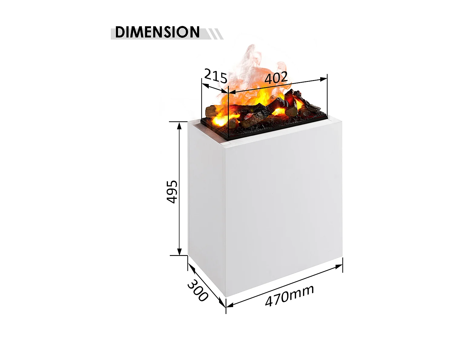 Cheminée électrique BALDERIA Ikarus - Flamme Optymist avec brouillard - Blanc