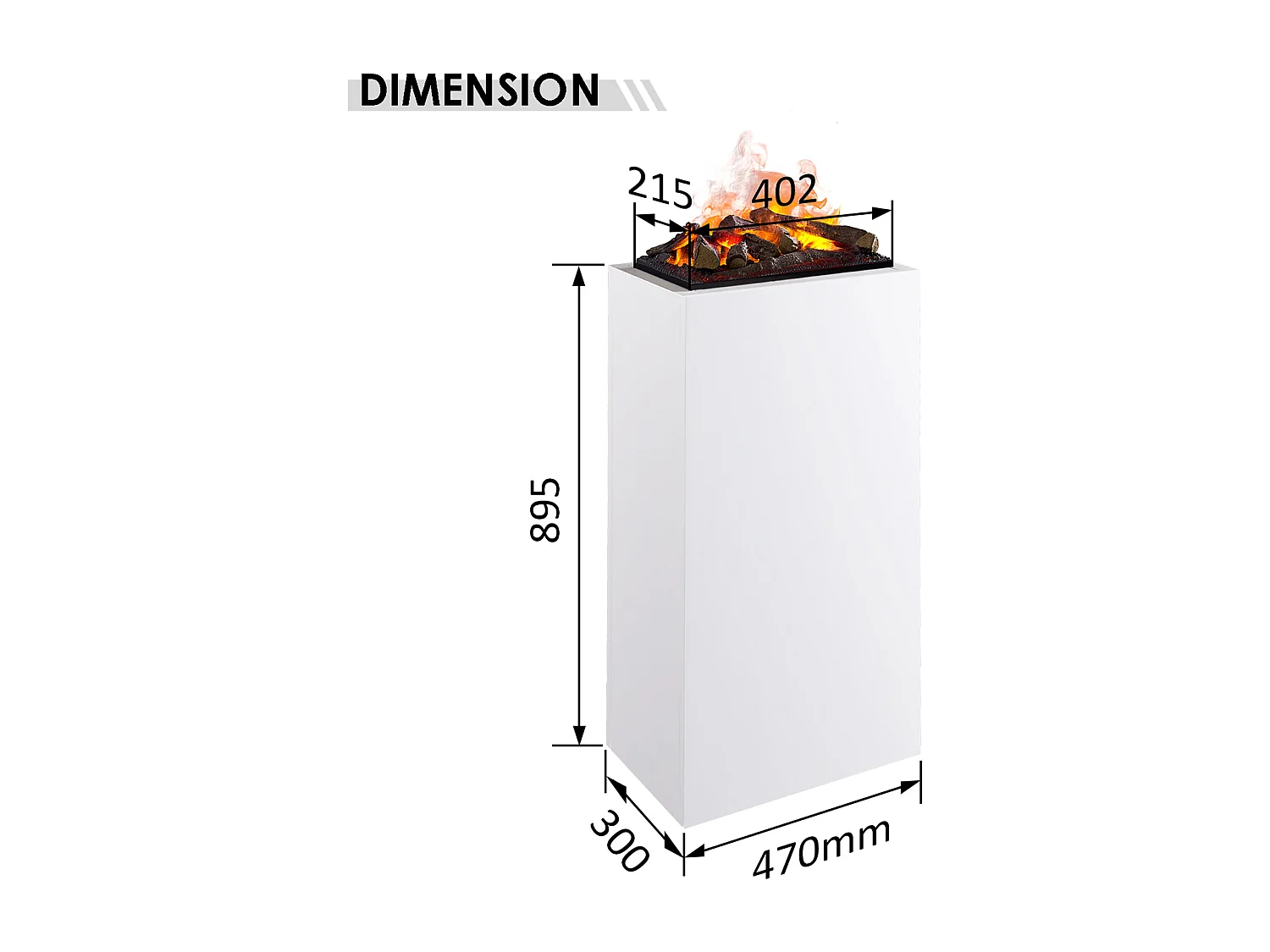 Cheminée électrique BALDERIA Ikarus - Colonne sur pied - Blanc, haute