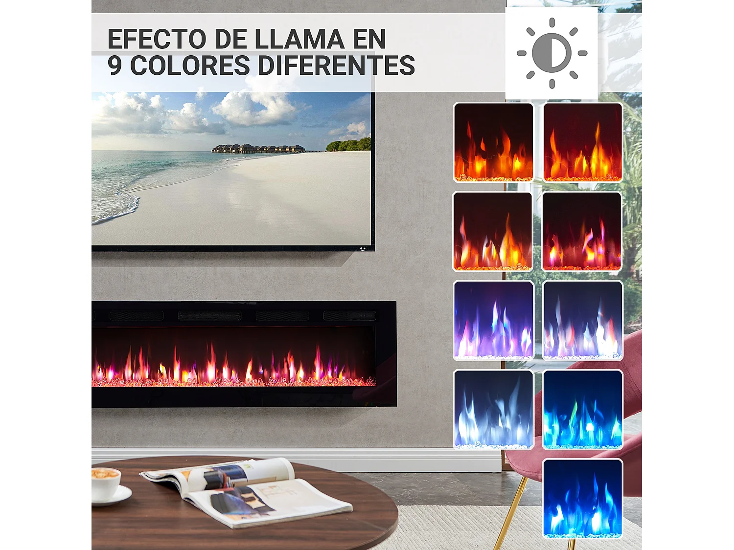 Cheminée électrique BALDERIA Leif 60 - 2 en 1 - noir