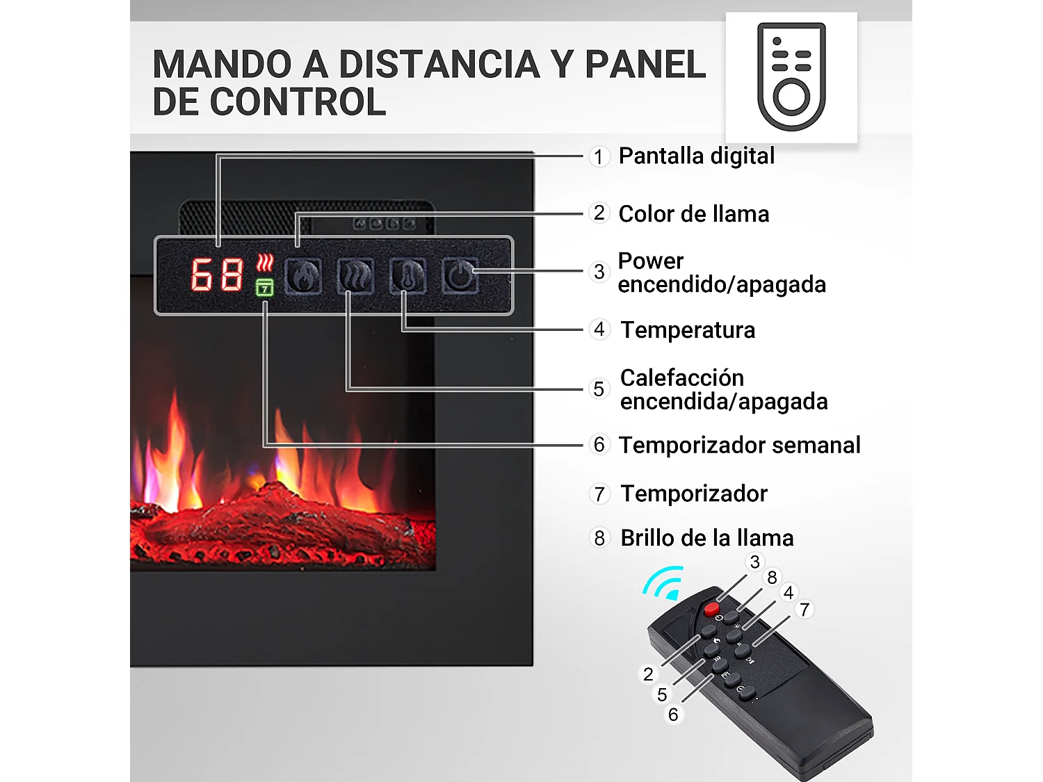 Cheminée électrique BALDERIA Leif 60 - 2 en 1 - noir
