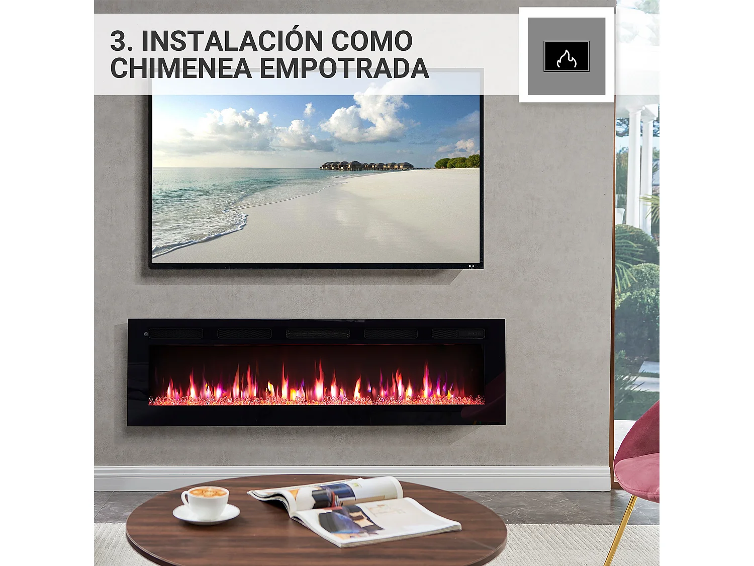 Cheminée électrique BALDERIA Leif 60 - 2 en 1 - noir