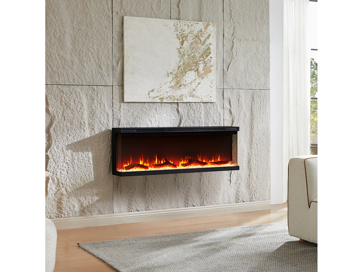 Cheminée électrique BALDERIA Orson 50 - Cheminée encastrable - Noir