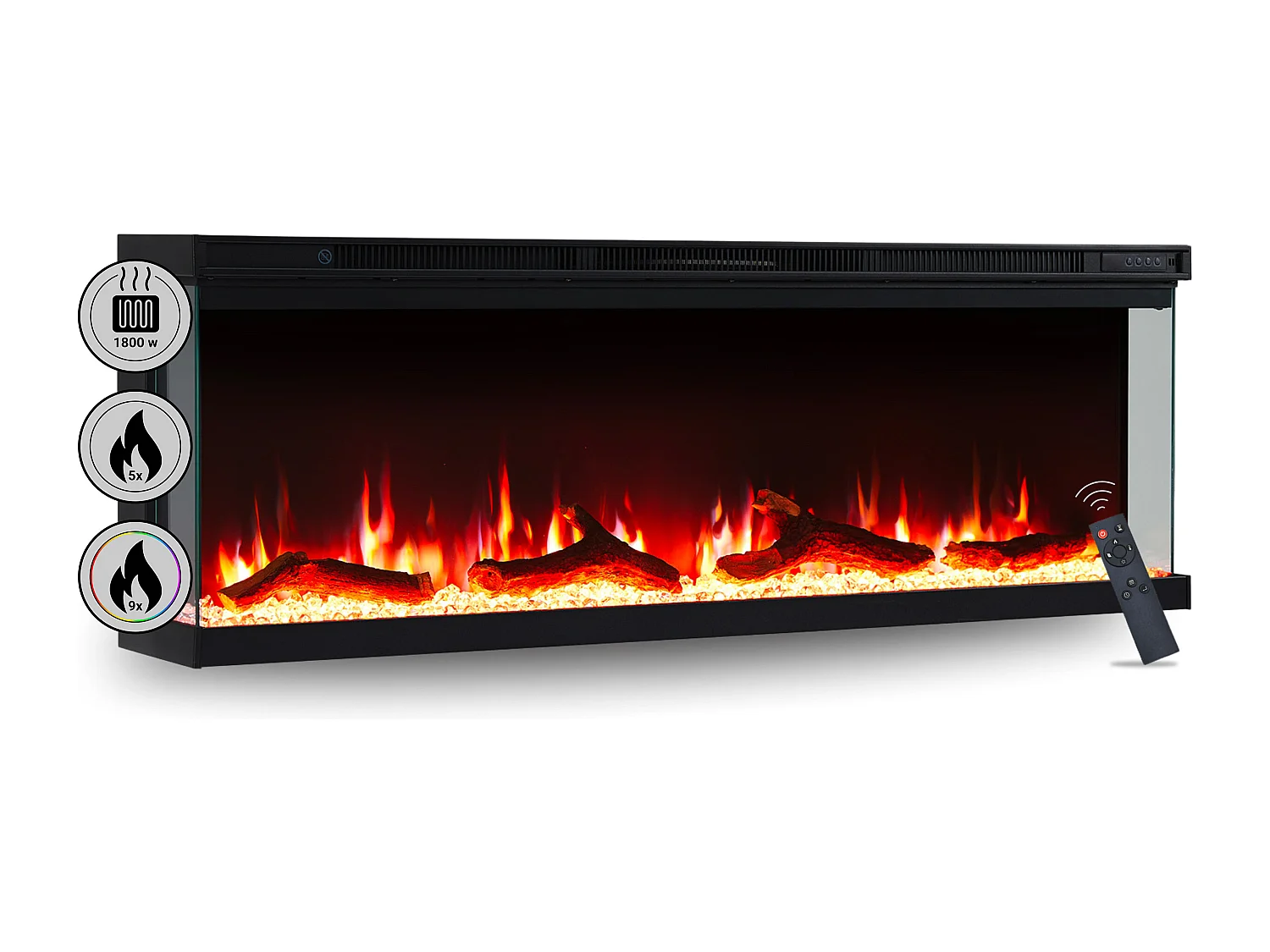 Cheminée électrique BALDERIA Orson 50 - Cheminée encastrable - Noir