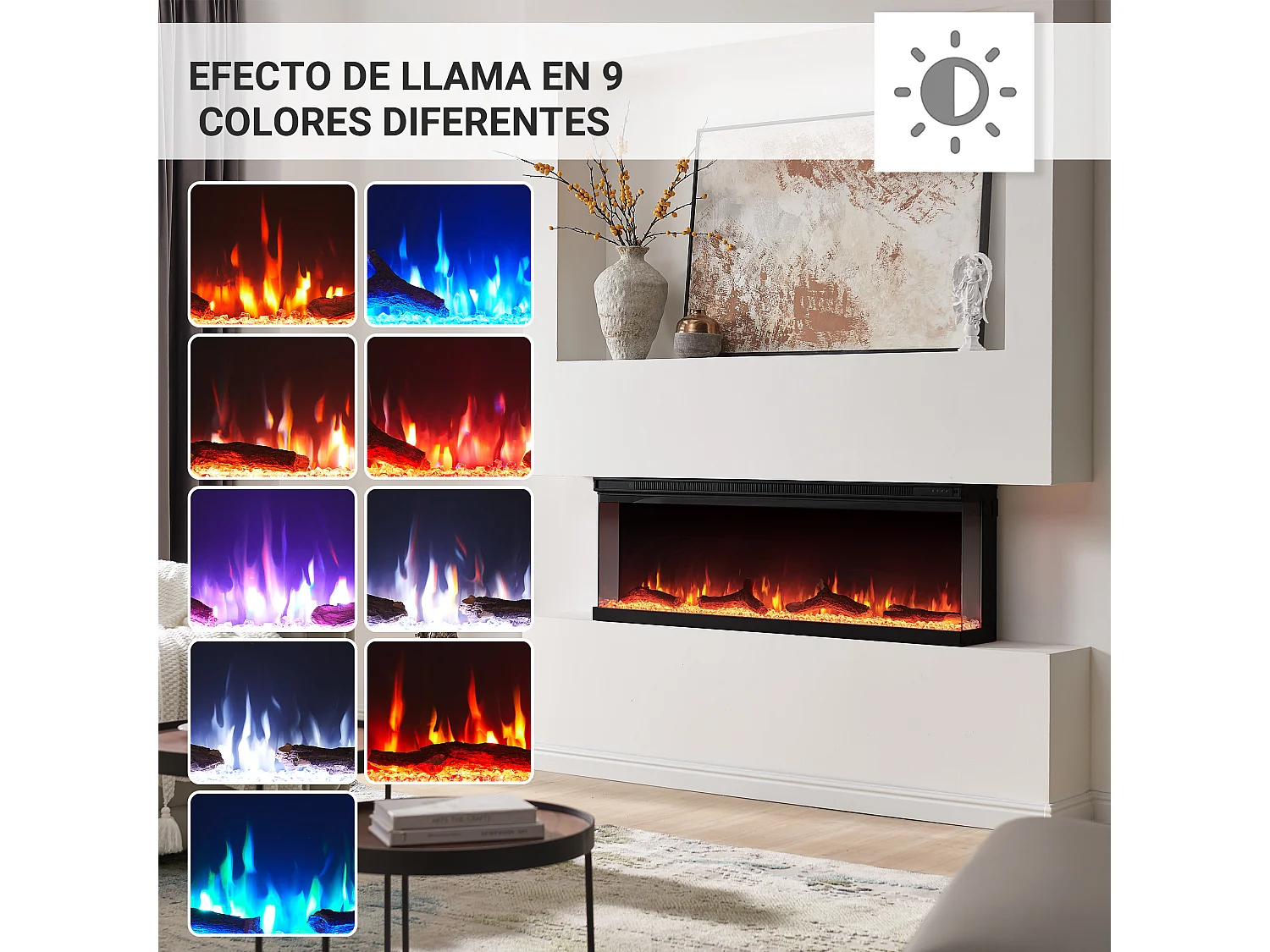 Cheminée électrique BALDERIA Orson 50 - Cheminée encastrable - Noir