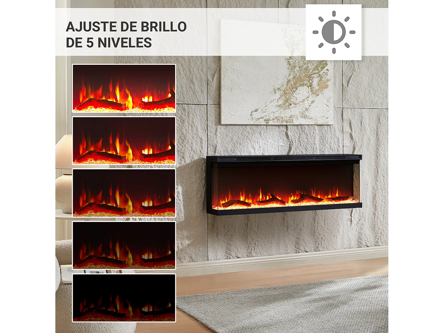 Cheminée électrique BALDERIA Orson 50 - Cheminée encastrable - Noir