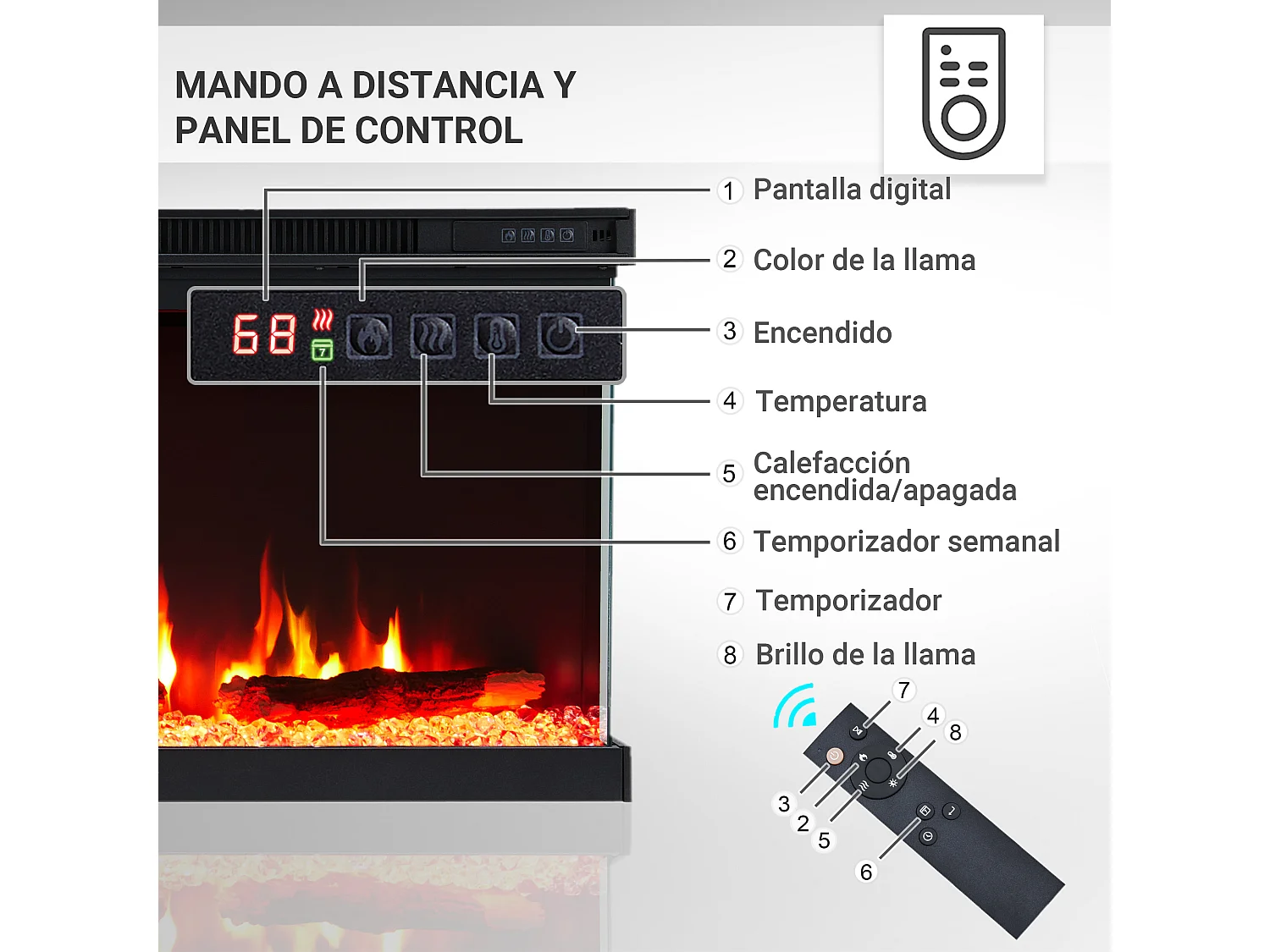 Cheminée électrique BALDERIA Orson 50 - Cheminée encastrable - Noir