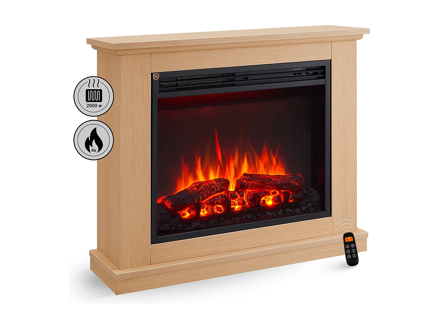 Cheminée électrique BALDERIA Phanos - Cheminée sur pied - Chêne clair