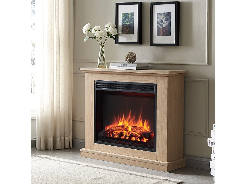 Cheminée électrique BALDERIA Phanos - Cheminée sur pied - Chêne clair