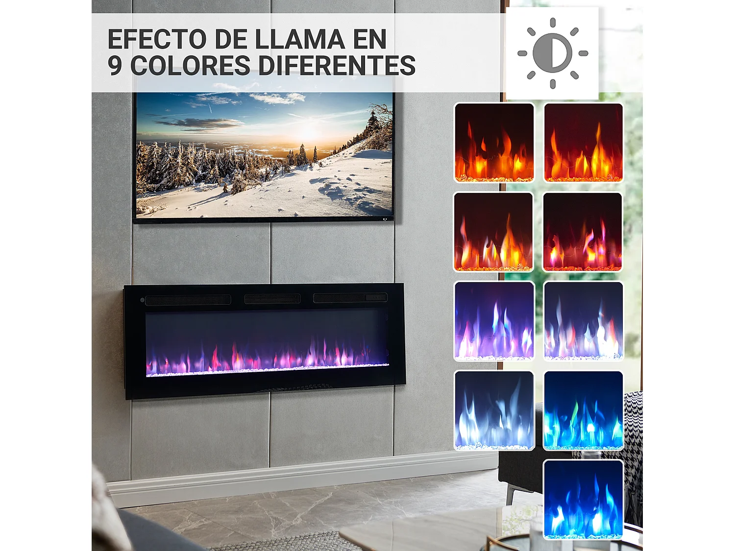 Cheminée électrique BALDERIA Leif 50 - 3 en 1 - noir