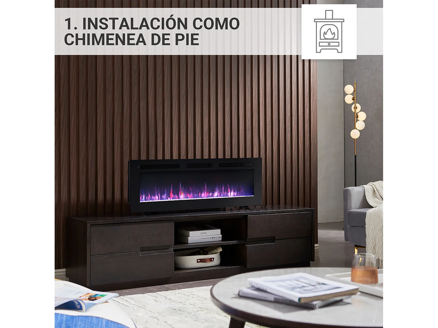 Cheminée électrique BALDERIA Leif 50 - 3 en 1 - noir