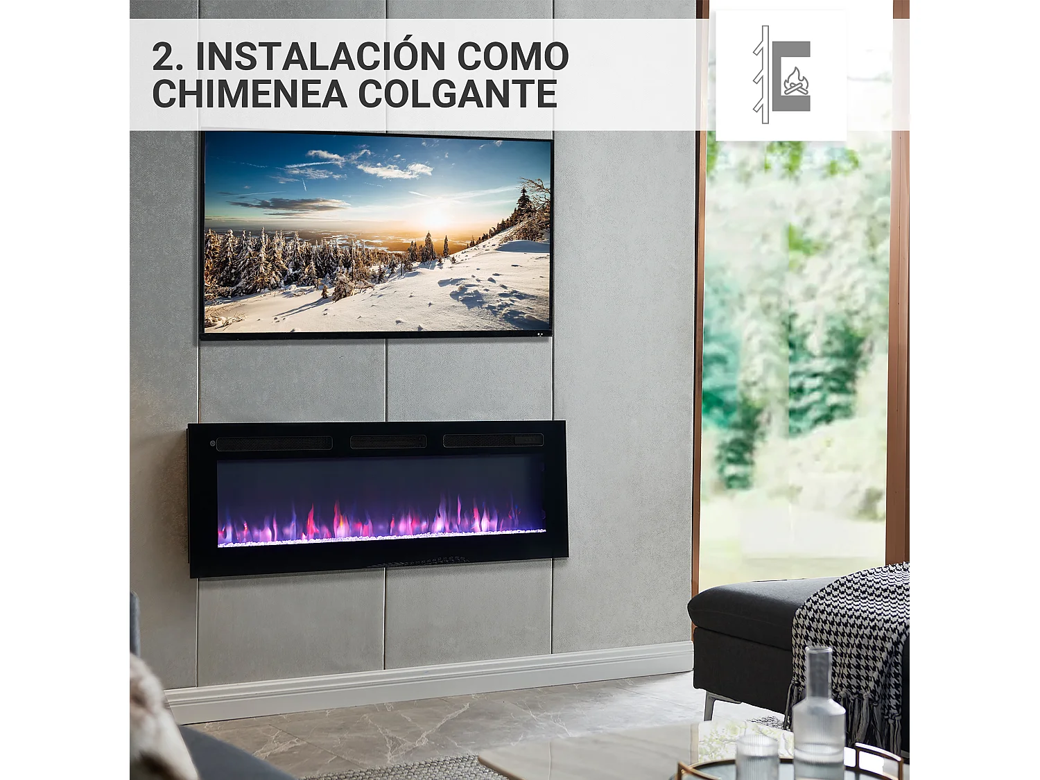 Cheminée électrique BALDERIA Leif 50 - 3 en 1 - noir