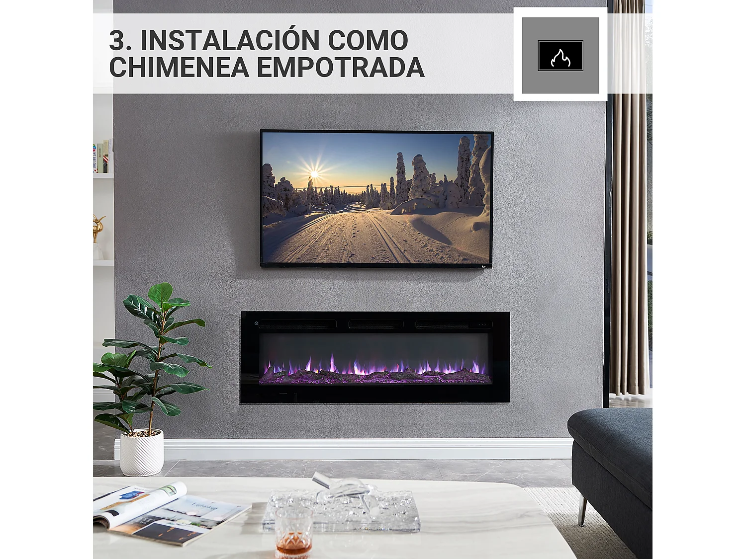 Cheminée électrique BALDERIA Leif 50 - 3 en 1 - noir