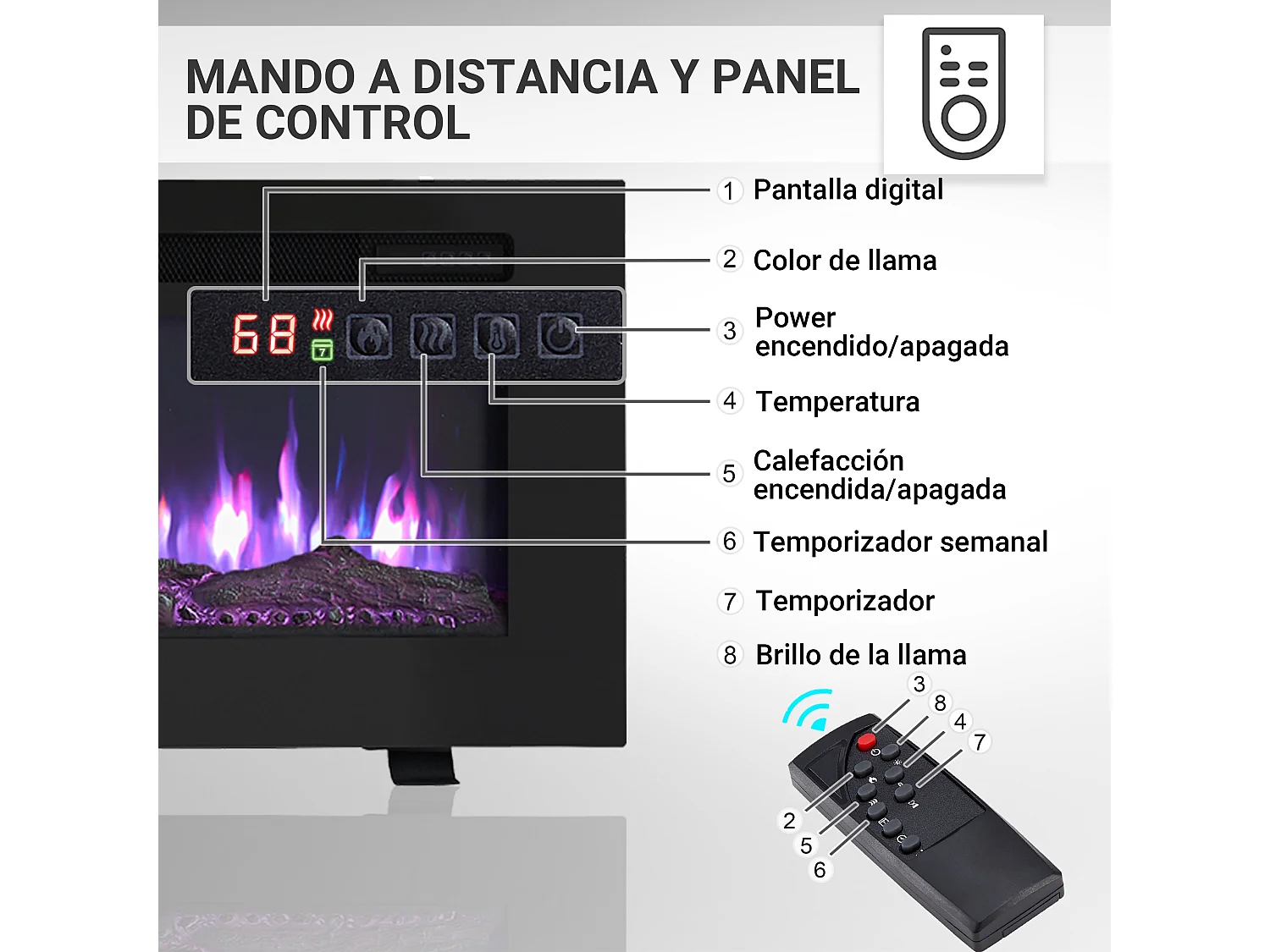 Cheminée électrique BALDERIA Leif 50 - 3 en 1 - noir