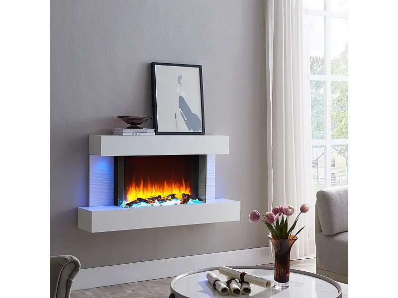 Lareira elétrica BALDERIA Aieda - Lareira de pé, aquecimento 2000 W - Branco