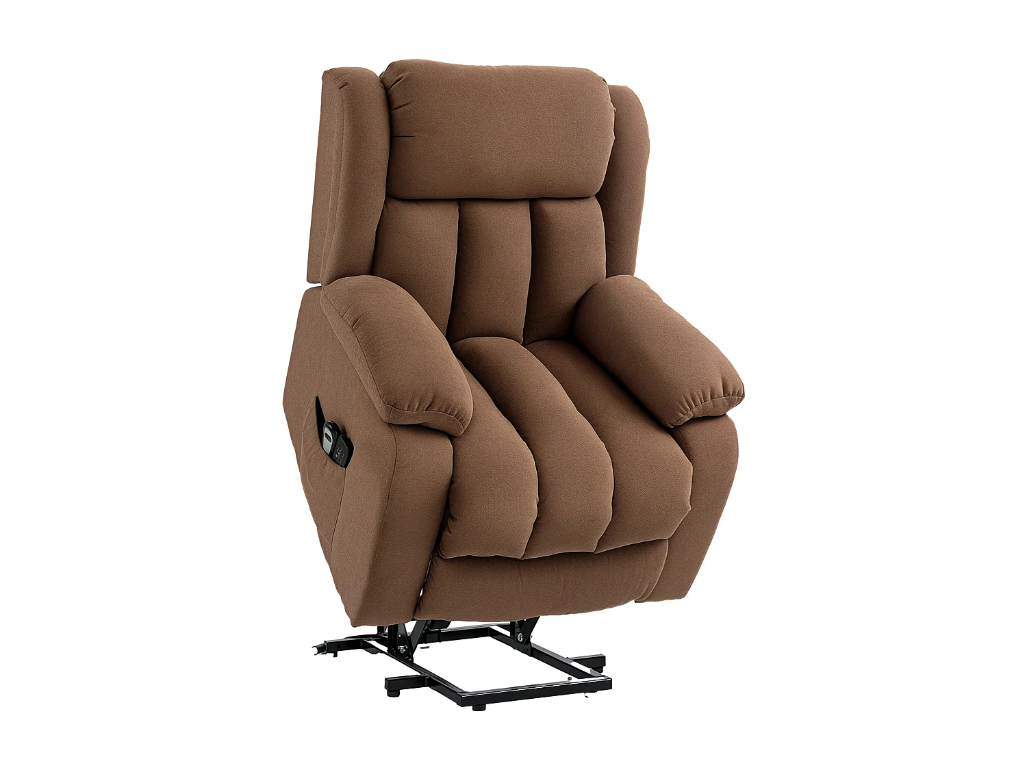 Poltrona alzapersona massaggiante e reclinabile in tessuto marrone