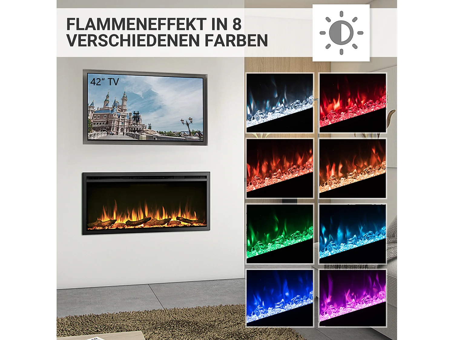 Cheminée électrique BALDERIA Atalanta 40 - Cheminée encastrable - Noir