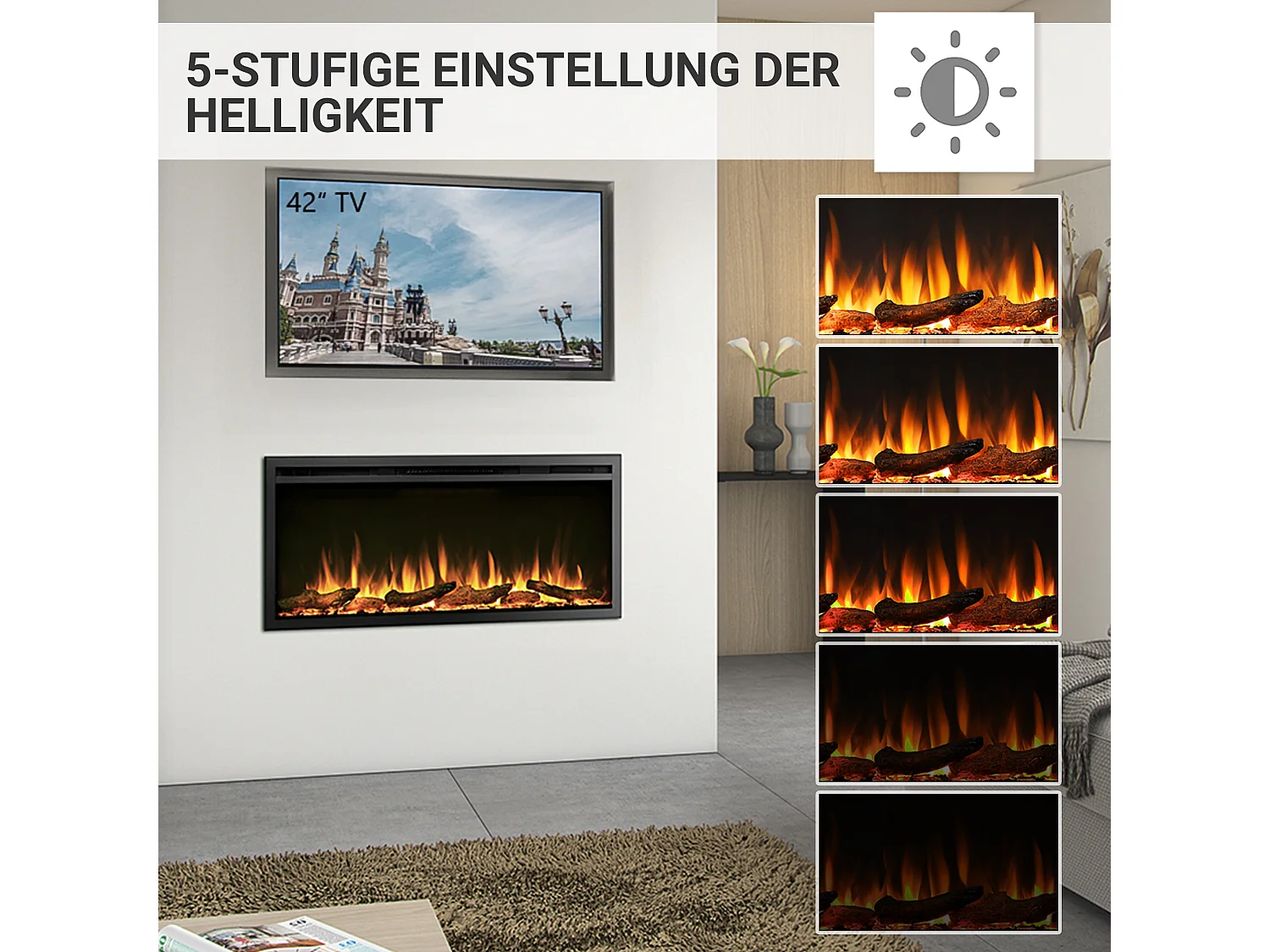 Cheminée électrique BALDERIA Atalanta 40 - Cheminée encastrable - Noir