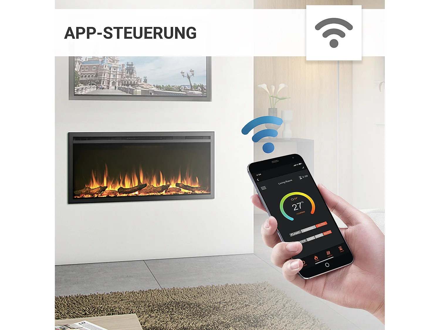 Cheminée électrique BALDERIA Atalanta 40 - Cheminée encastrable - Noir