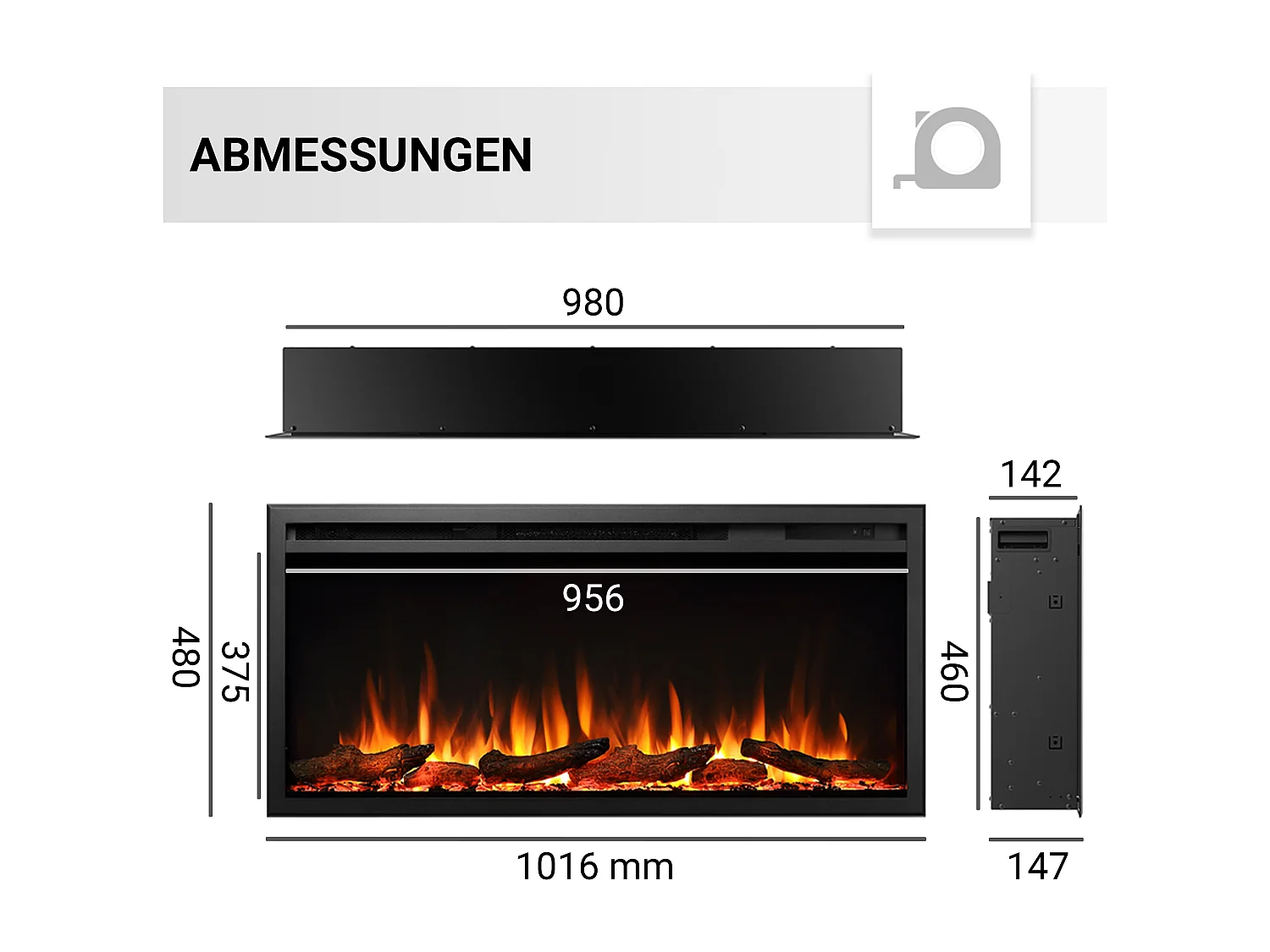 Cheminée électrique BALDERIA Atalanta 40 - Cheminée encastrable - Noir