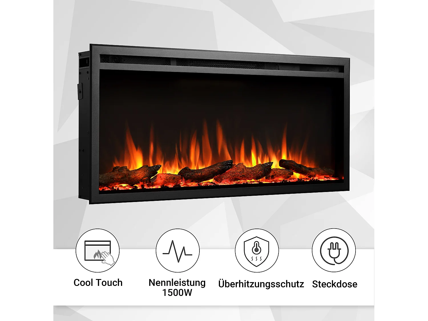 Cheminée électrique BALDERIA Atalanta 40 - Cheminée encastrable - Noir