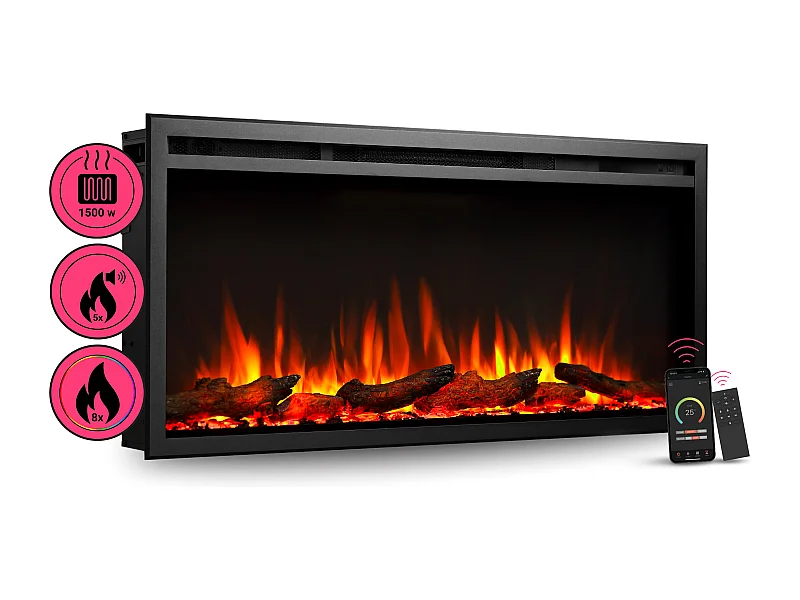 Cheminée électrique BALDERIA Atalanta 40 - Cheminée encastrable - Noir