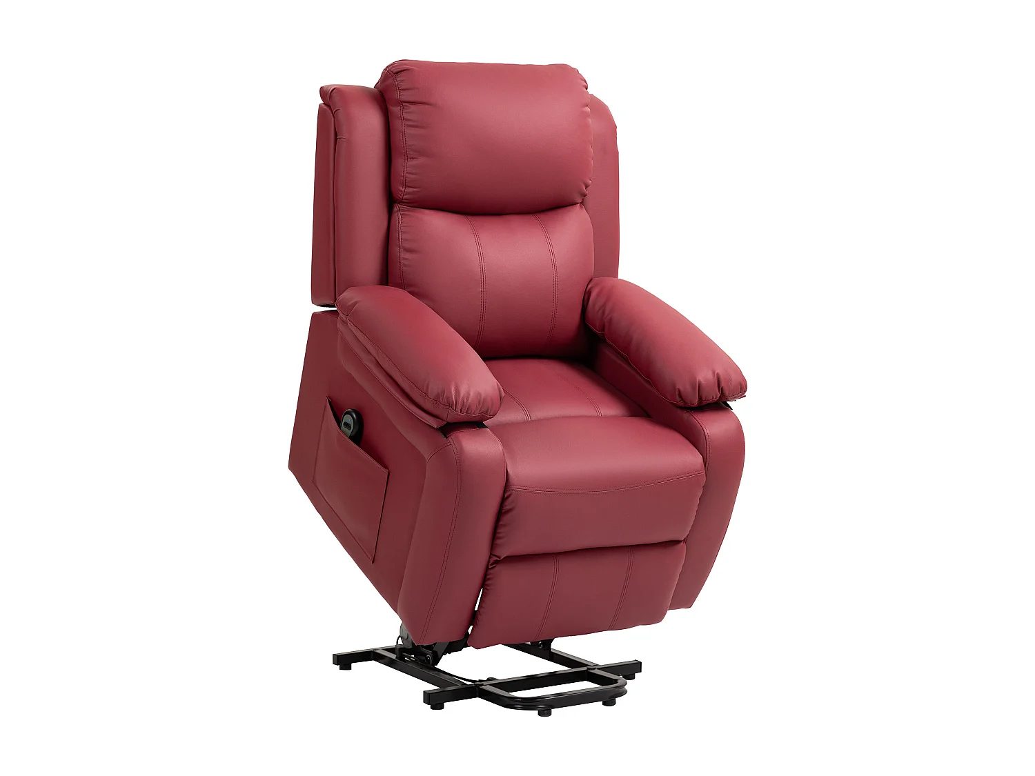Poltrona alzapersona con poggiapiedi e telecomando rosso
