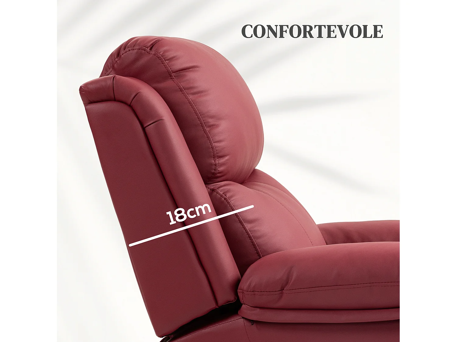 Poltrona alzapersona con poggiapiedi e telecomando rosso