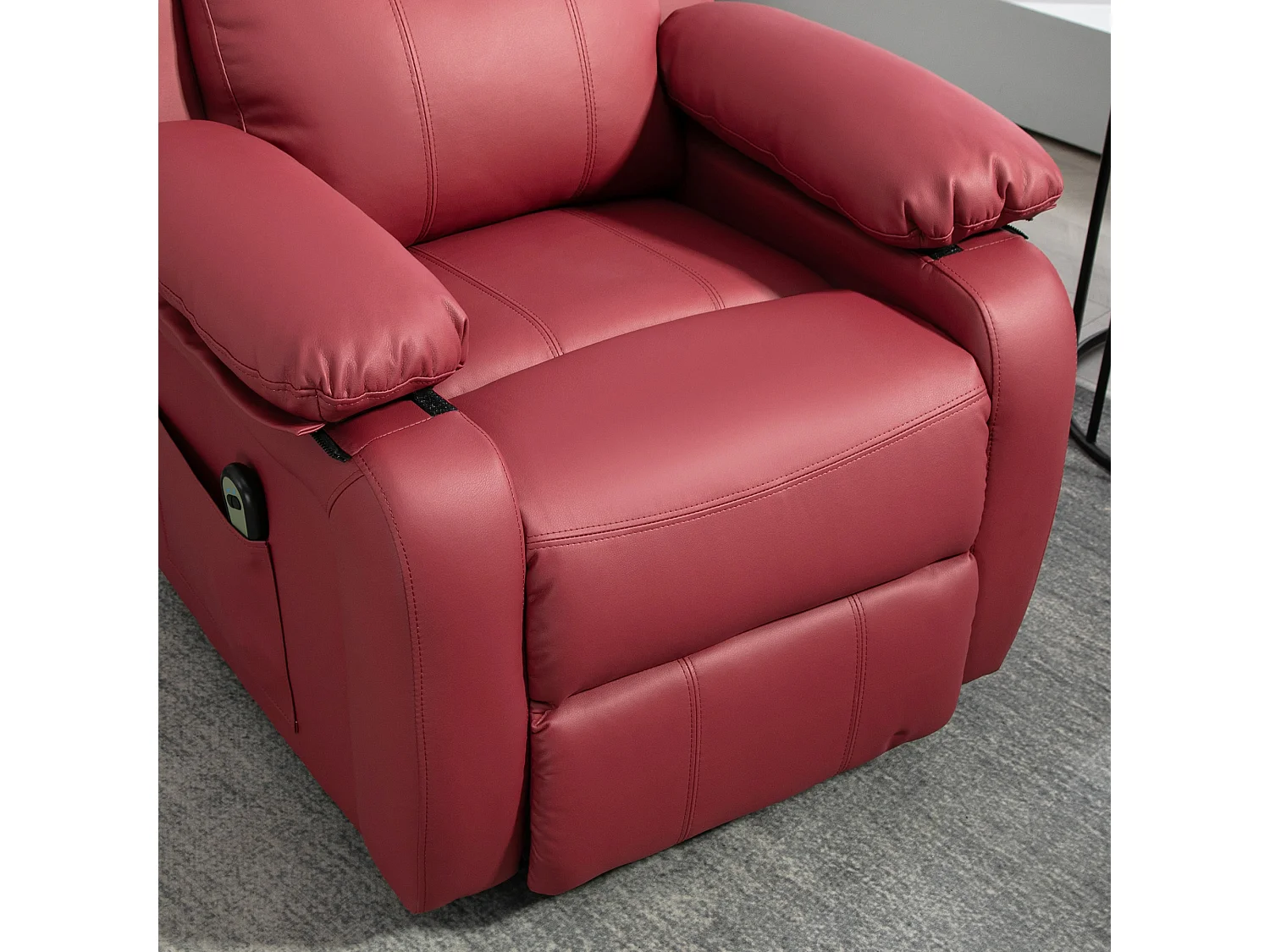 Poltrona alzapersona con poggiapiedi e telecomando rosso