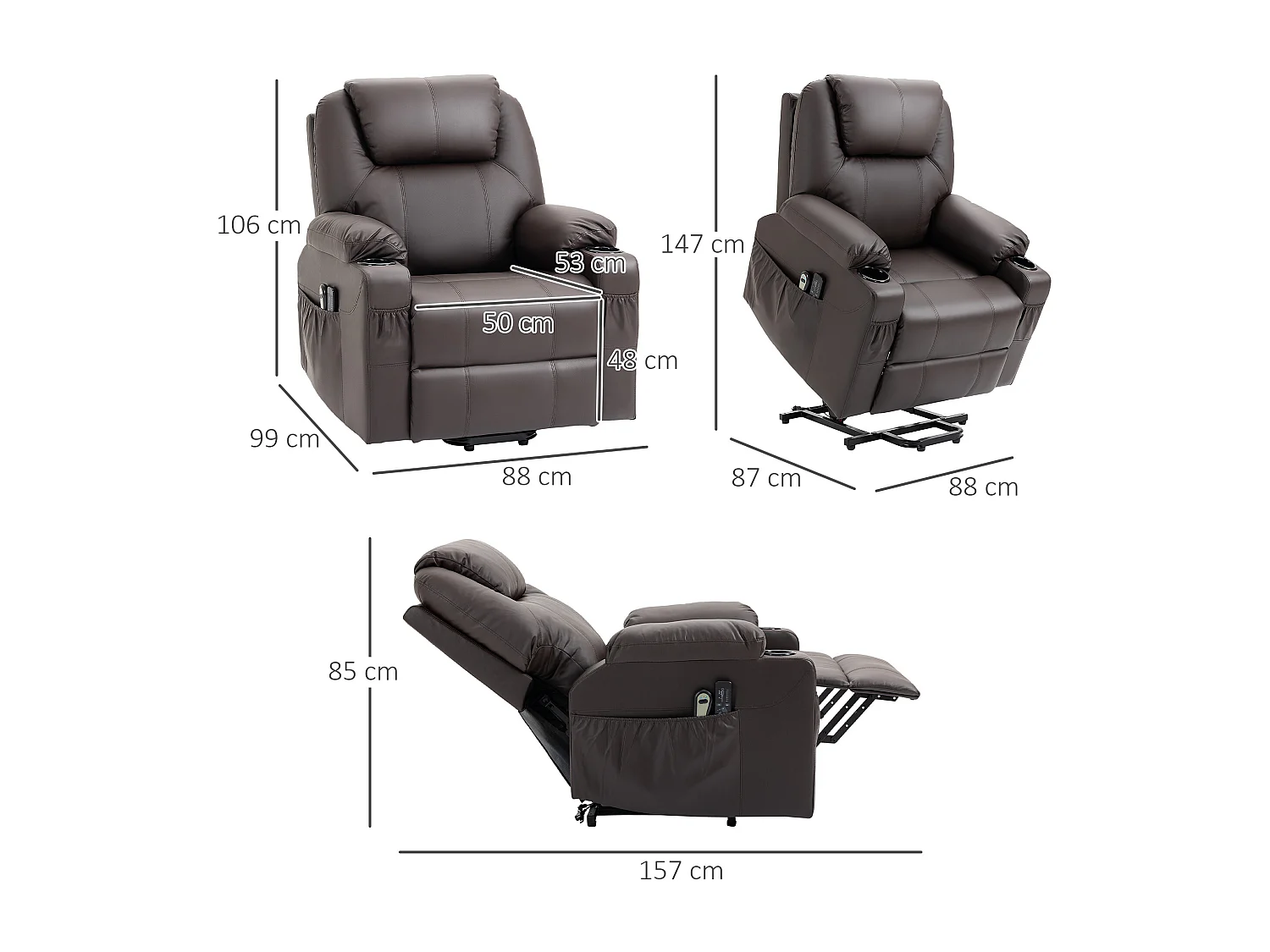 Poltrona reclinabile alzapersona con telecomando portabicchieri