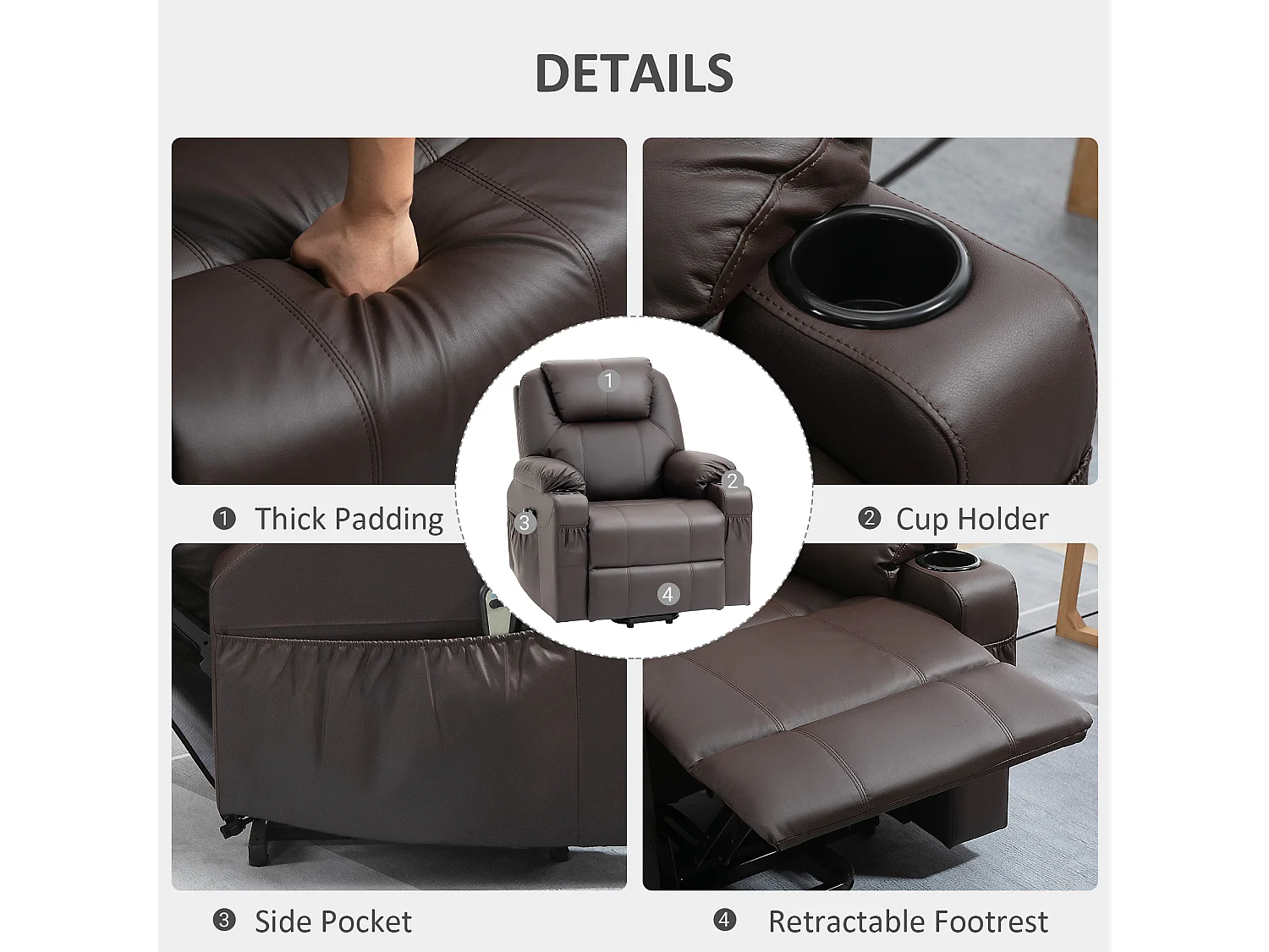 Poltrona reclinabile alzapersona con telecomando portabicchieri