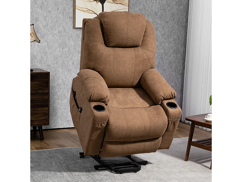 Poltrona alzapersona reclinabile a 8 Punti massaggianti color caffè