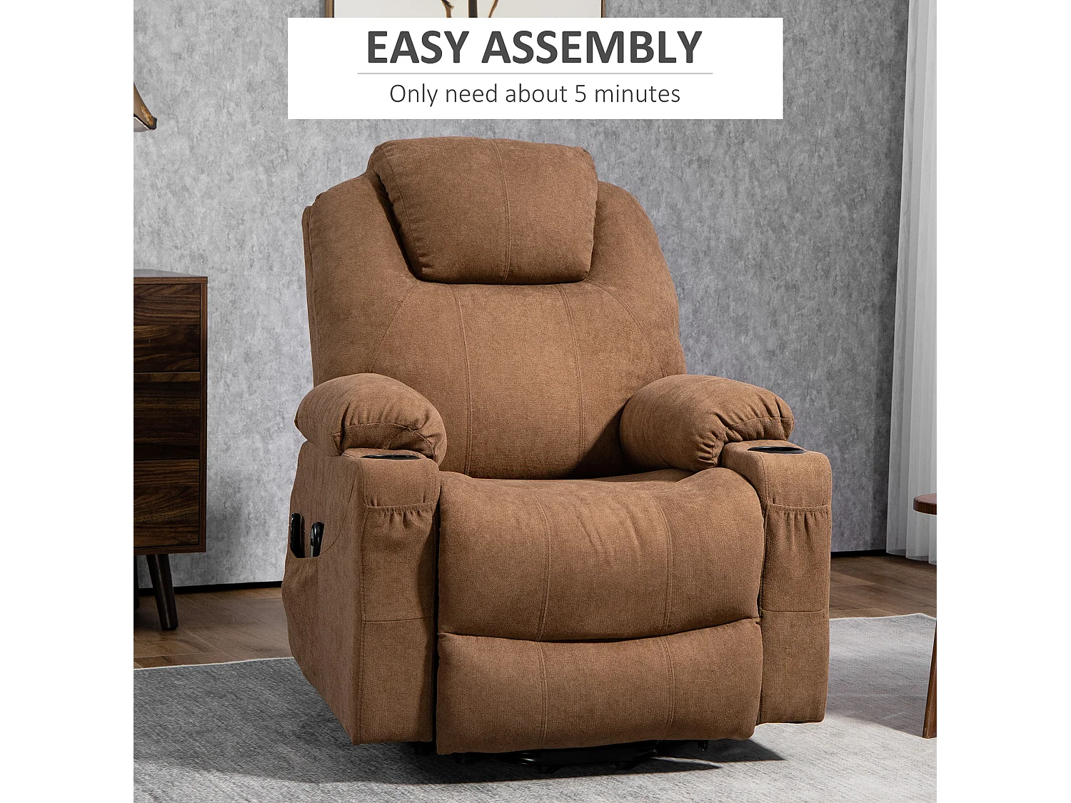 Poltrona alzapersona reclinabile a 8 Punti massaggianti color caffè