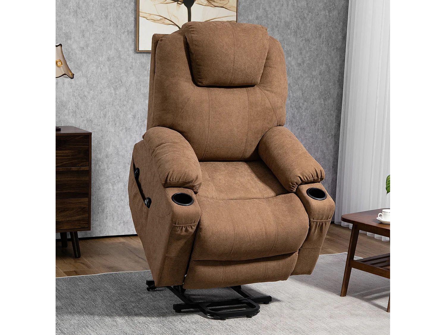 Poltrona alzapersona reclinabile a 8 Punti massaggianti color caffè