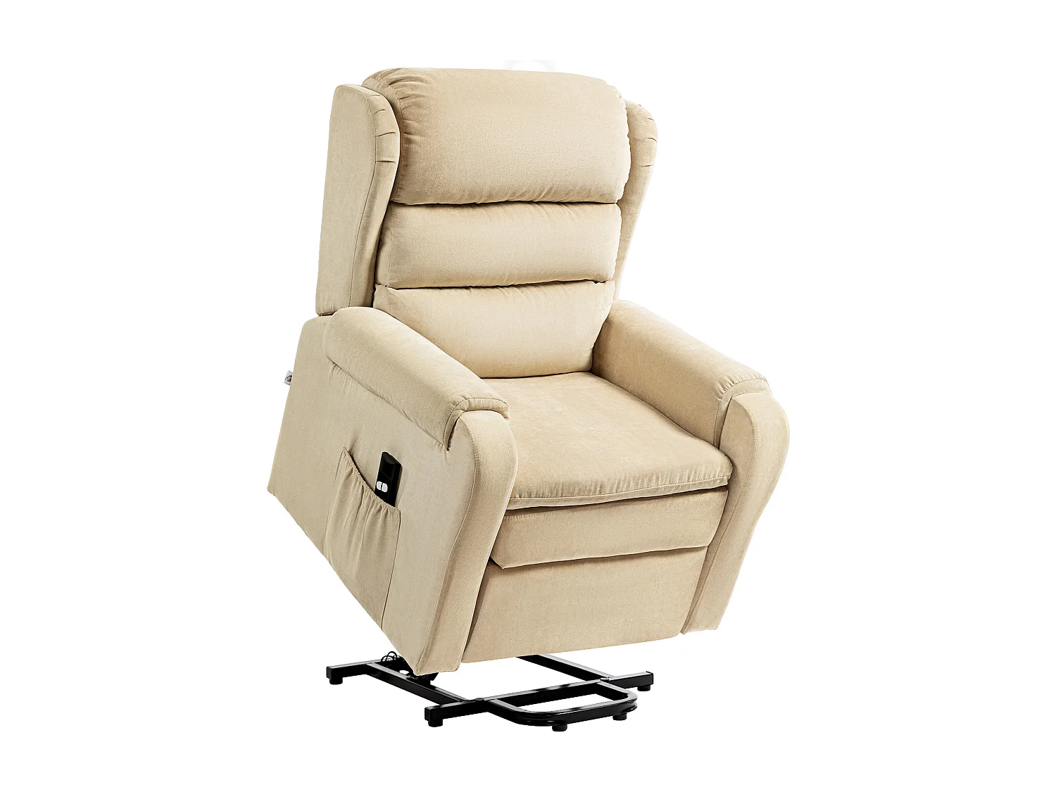 Poltrona alzapersona reclinabile a 160° con poggiapiedi bianco crema
