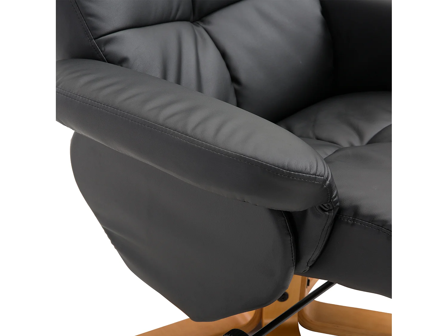Sedia reclinabile e girevole con poggiapiedi contenitore nero