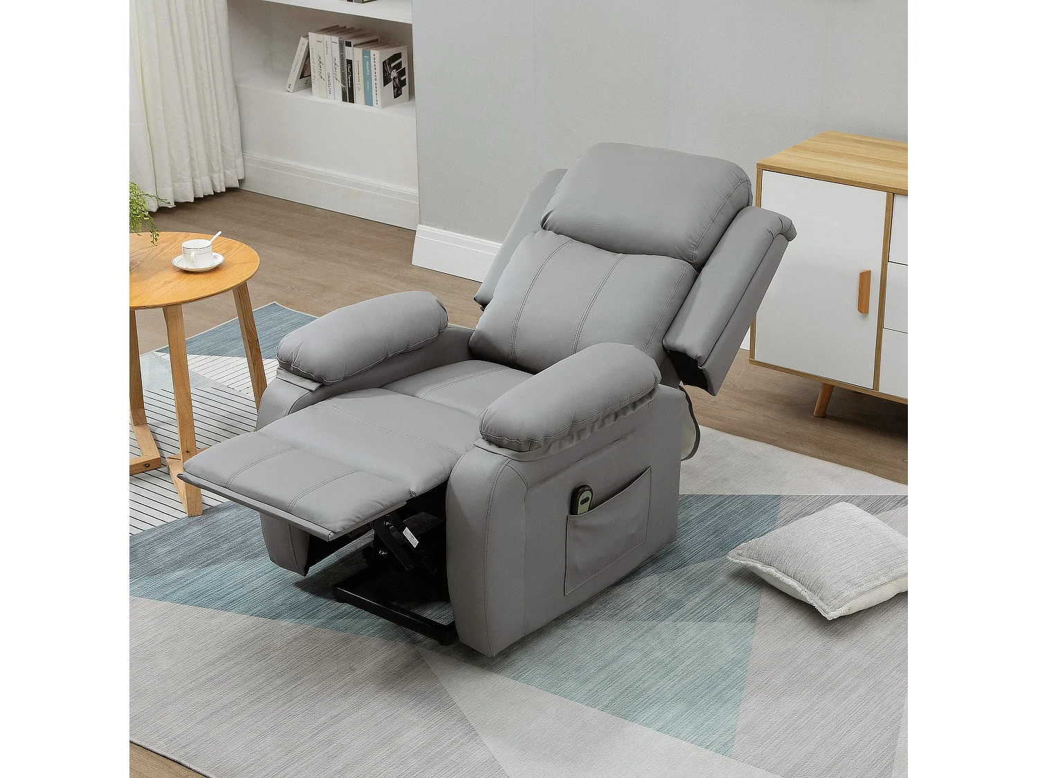 Poltrona relax elettrica alzapersona in similpelle grigia