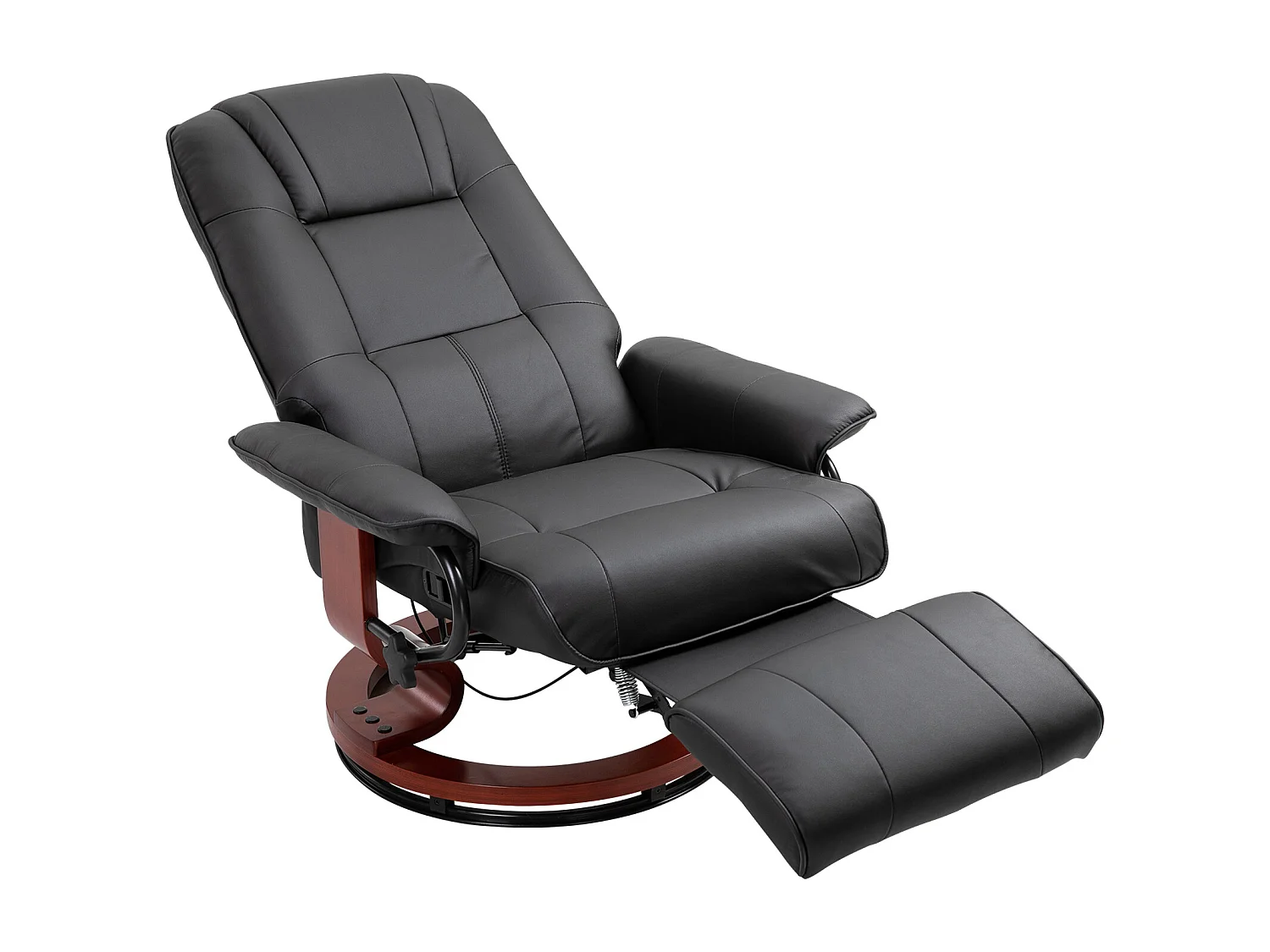 Poltrona reclinabile manualmente con poggiapiedi e girevole nero
