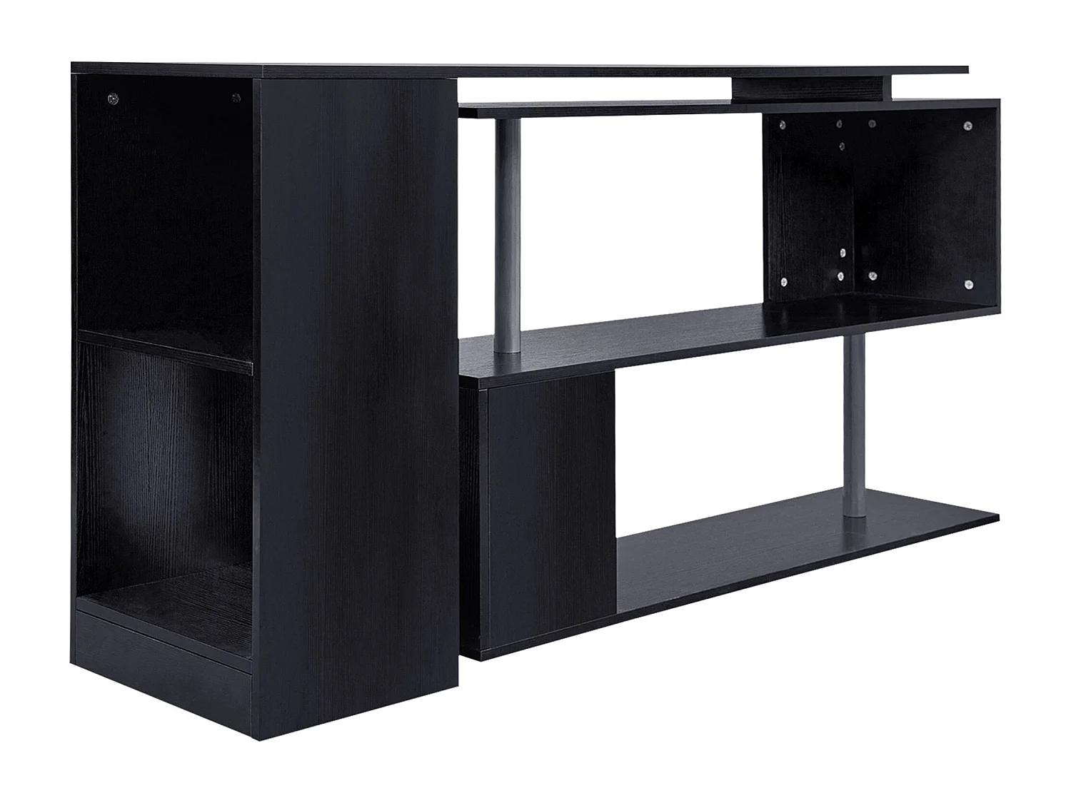 Scrivania angolare e salvaspazio per computer in legno nero