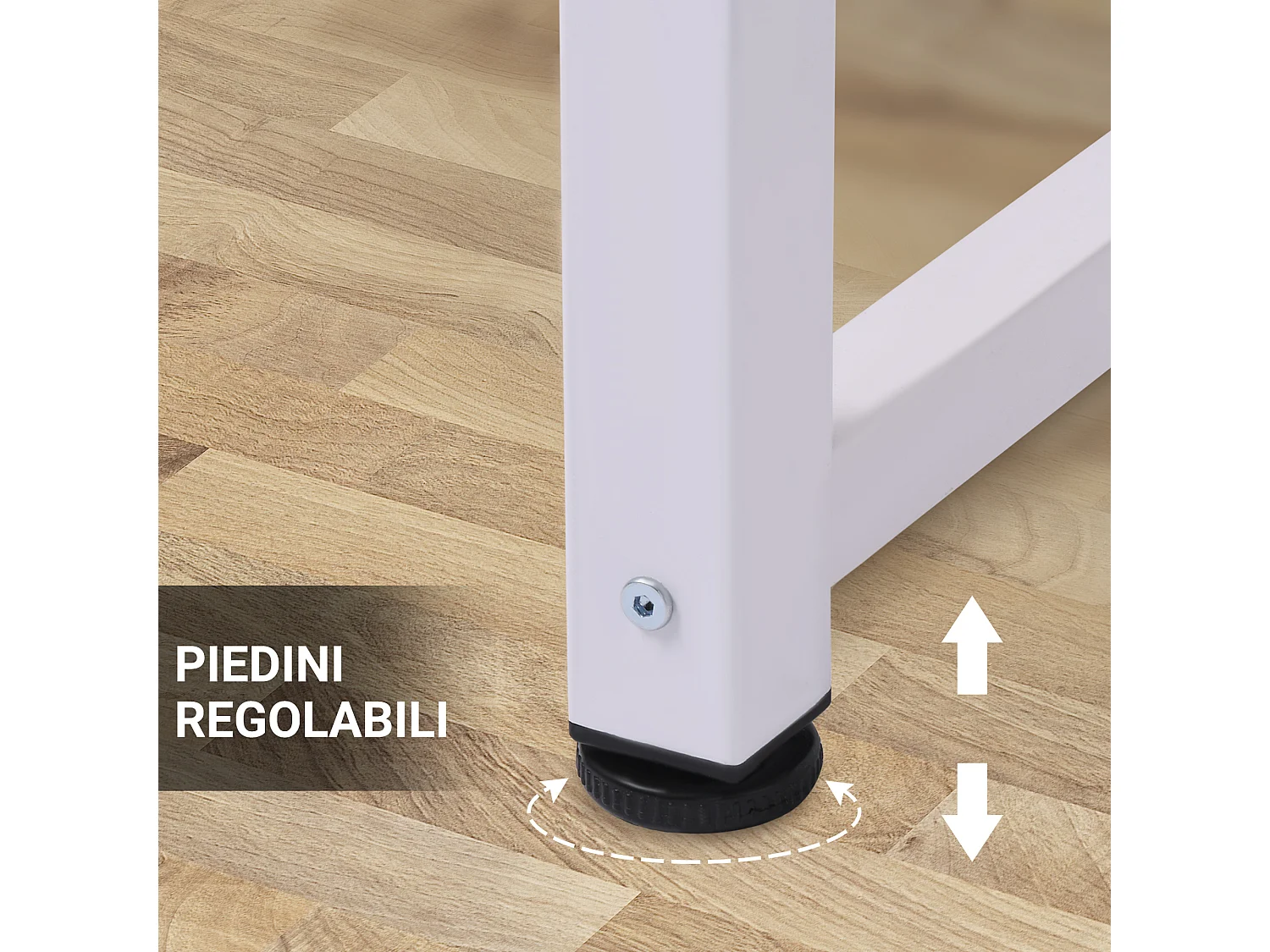 Scrivania 4 piedini regolabili e 2 connettori di base in mdf