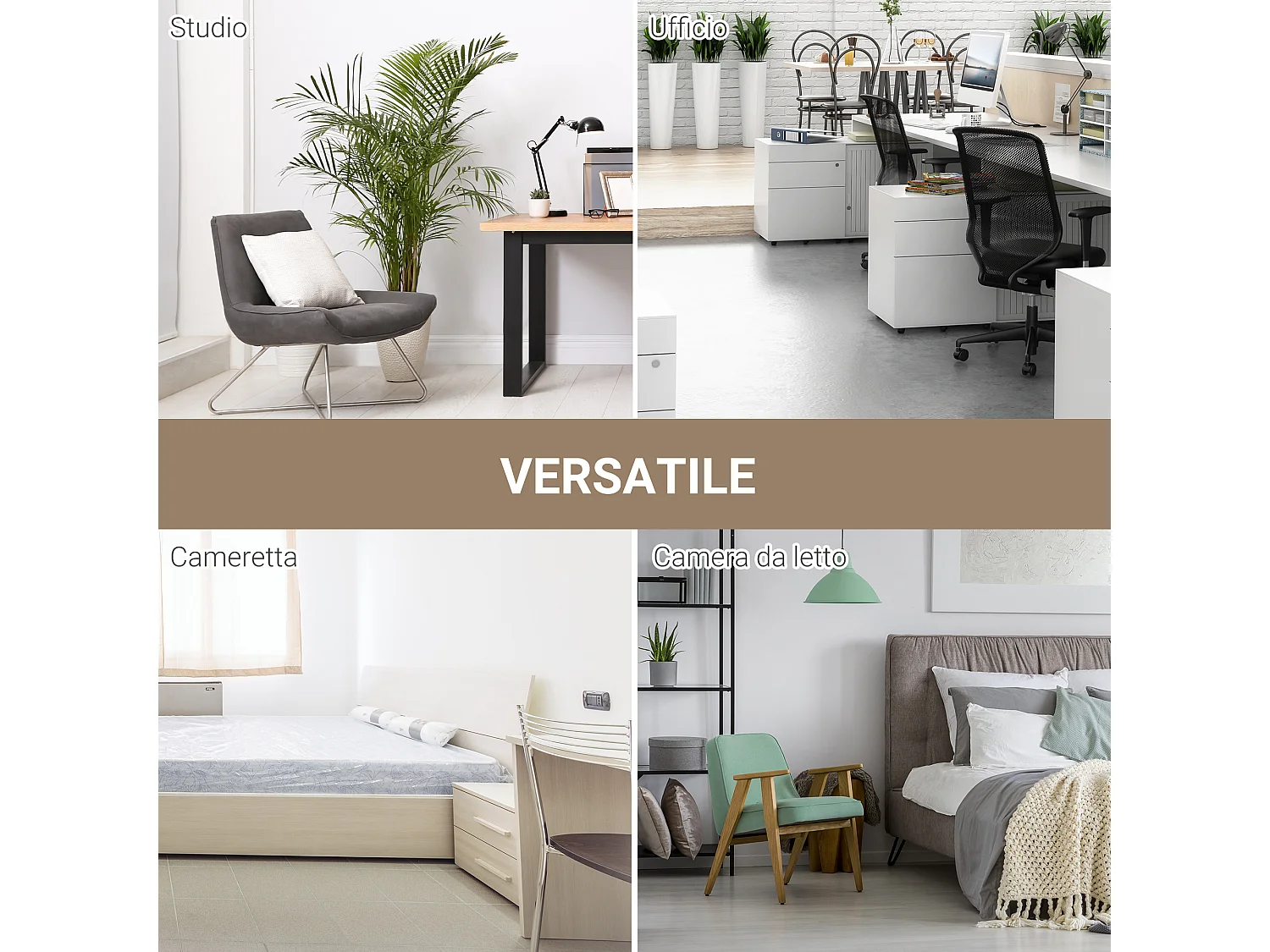 Scrivania 4 piedini regolabili e 2 connettori di base in mdf