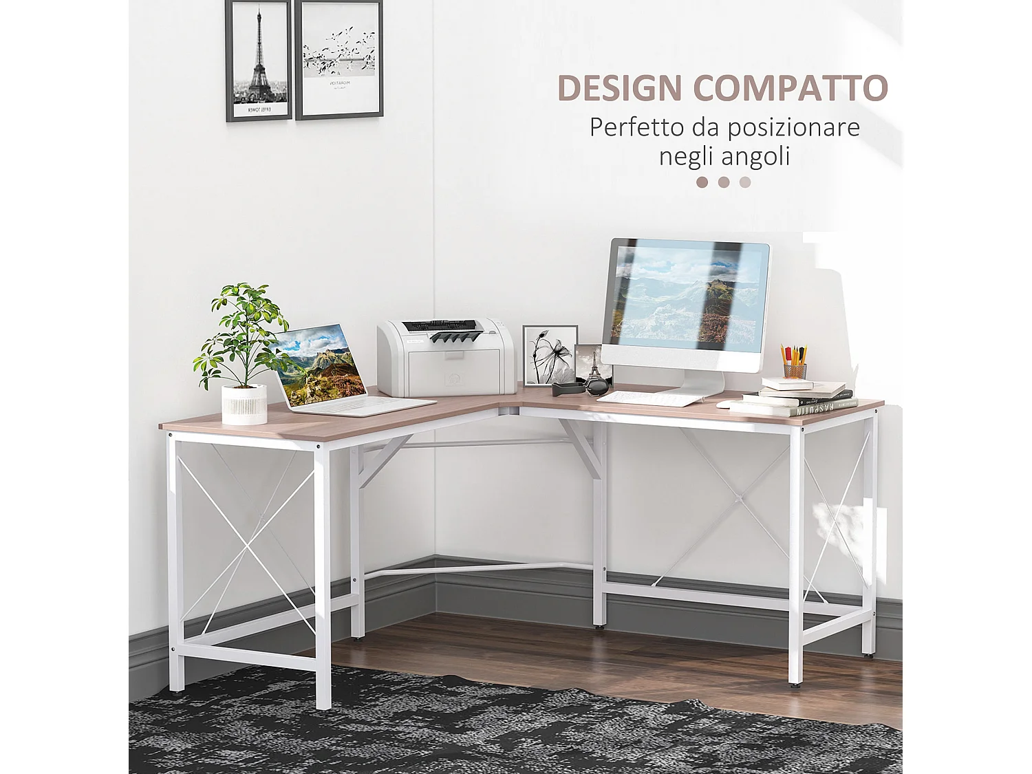 Scrivania e finitura in rovere postazione color legno