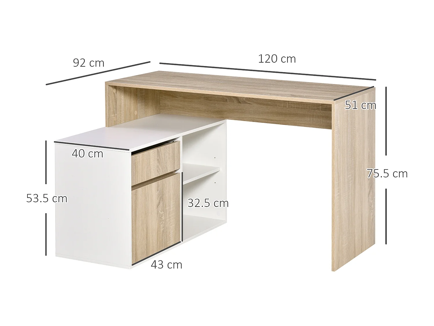 Scrivania angolare scrivania computer salvaspazio in legno