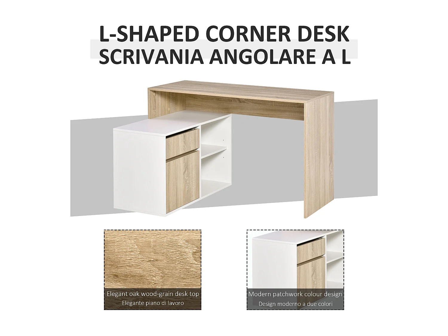 Scrivania angolare scrivania computer salvaspazio in legno