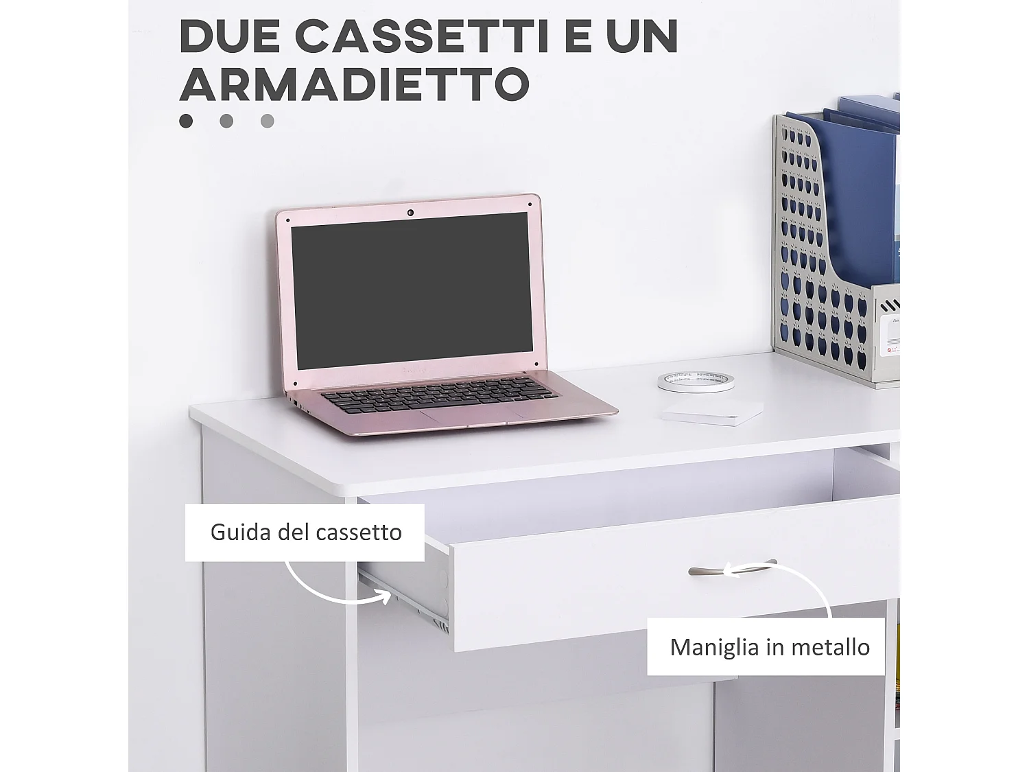 Scrivania moderna per computer in legno bianco